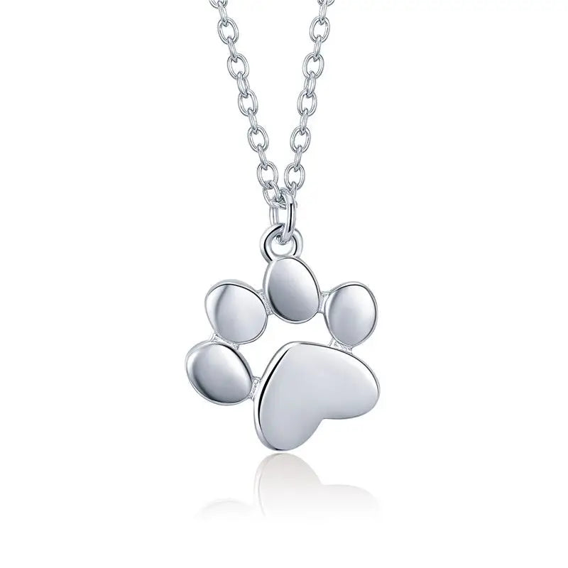 925 Sterling Silver Cat Paw White Gold