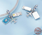 Sterling Silver Blue Traveling Airplane Charm Bead