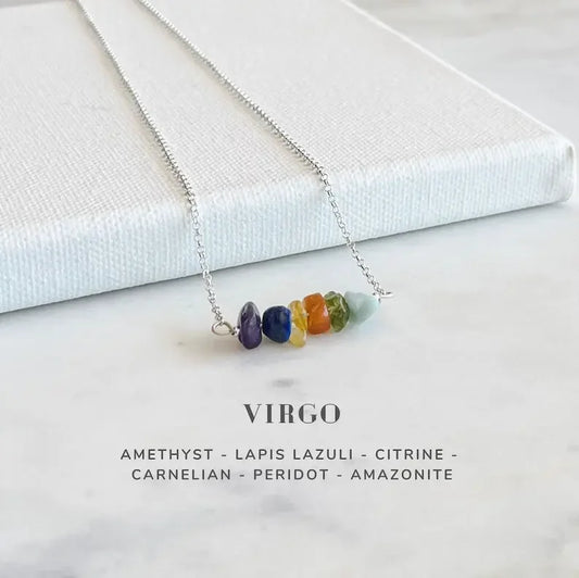 Sterling silver Virgo crystal zodiac necklace gift
