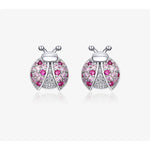 Sterling Silver Pink Ladybug Jewelry Set