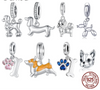 Sterling Silver Dog Pet Charms  Pendant Paw