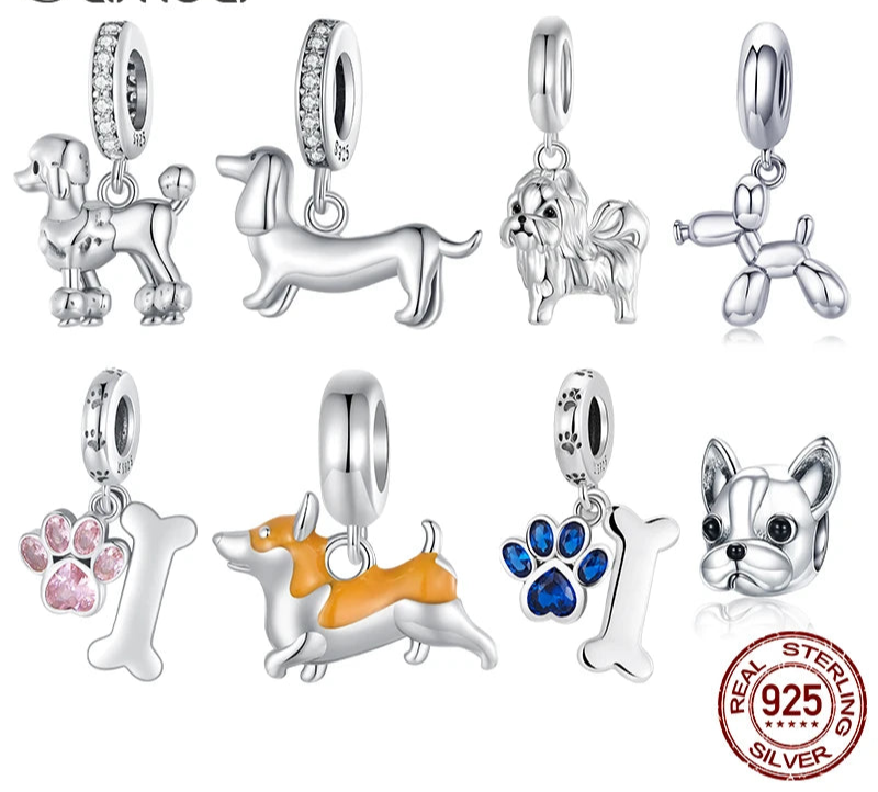 Sterling Silver Dog Pet Charms  Pendant Paw