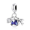 Sterling Silver Blue Traveling Airplane Charm Bead