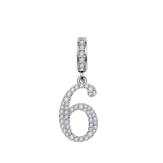 925 Sterling Silver Number 6 Dangle Charm – Personalized Jewelry Pendant for Bracelets & Necklaces