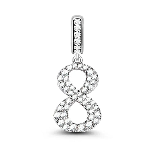 925 Sterling Silver Number 8 Dangle Charm – Personalized Jewelry Pendant for Bracelets & Necklaces