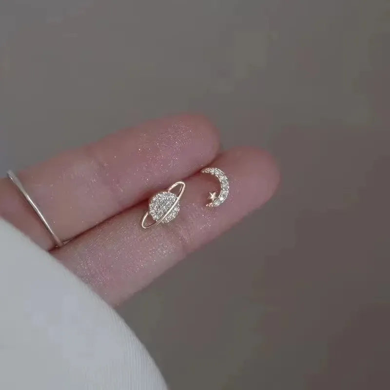 925 Silver Needle Zircon Earrings Hypoallergenic