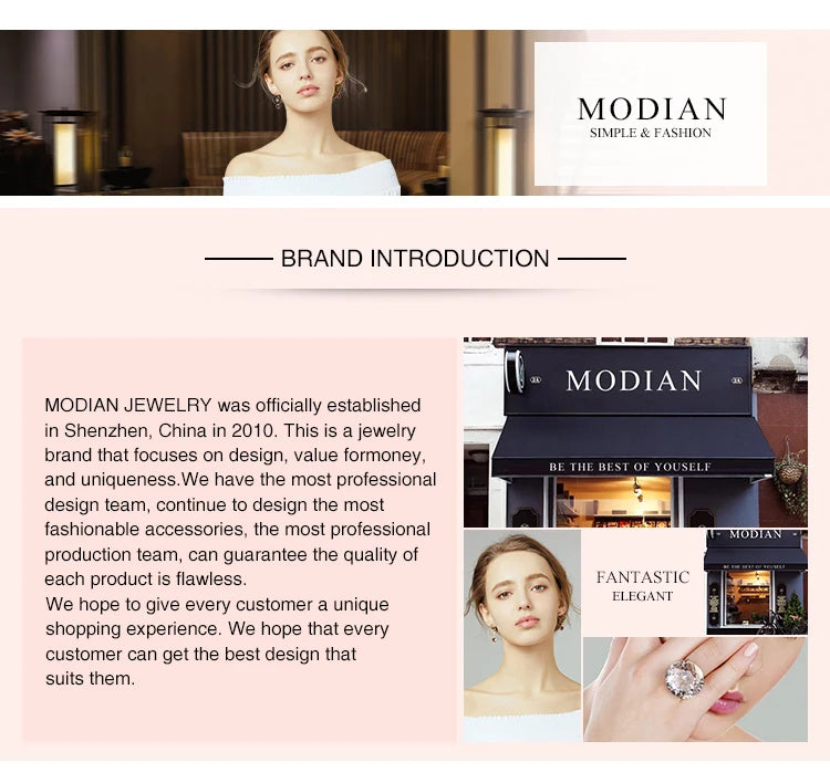 MODIAN 925 Sterling Silver Fashion  Chain Pendant Necklace For Women