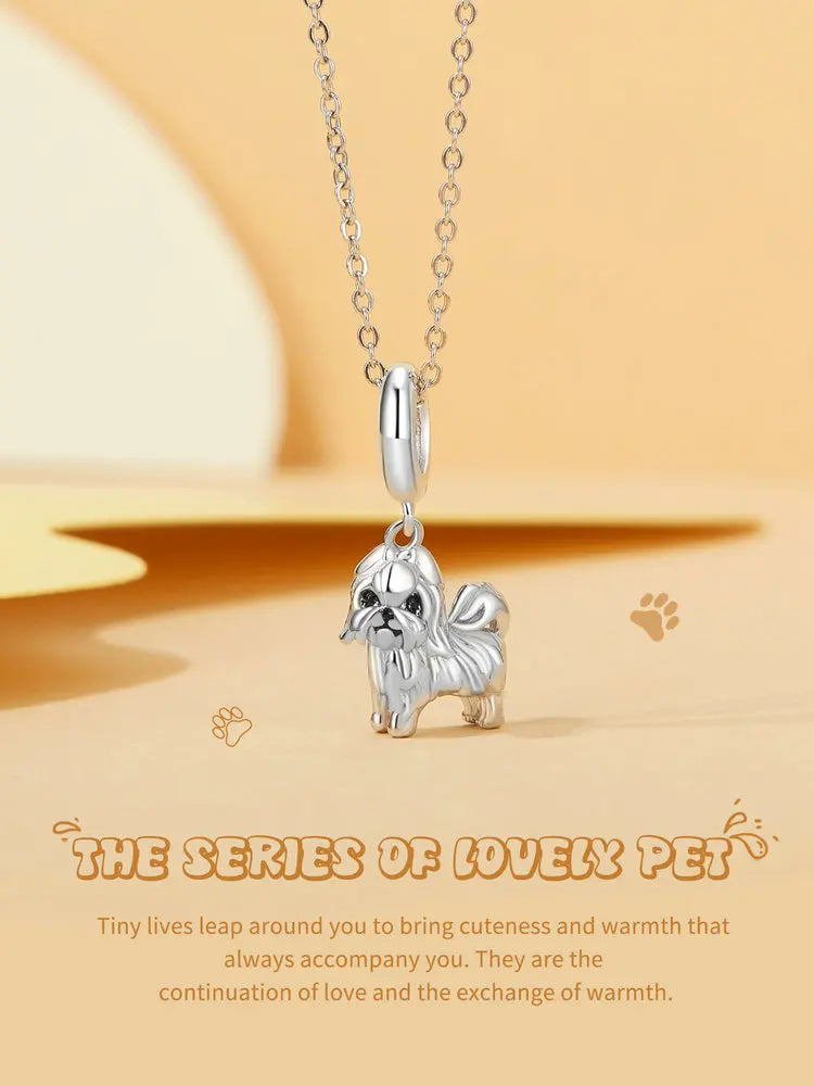 Sterling Silver Dog Pet Charms  Pendant Paw