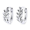 Sterling Silver Hoop Earrings Flower Leaves Bamboo