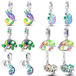 100% 925 Sterling Silver Colorful Luminous Chameleon Charms