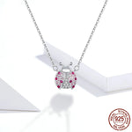 Sterling Silver Pink Ladybug Jewelry Set