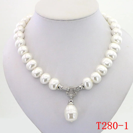 white Marine Shell Pearl Necklace Women