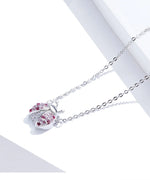 Sterling Silver Pink Ladybug Jewelry Set