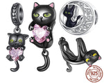 Sterling Silver Black Cat Charm Beads