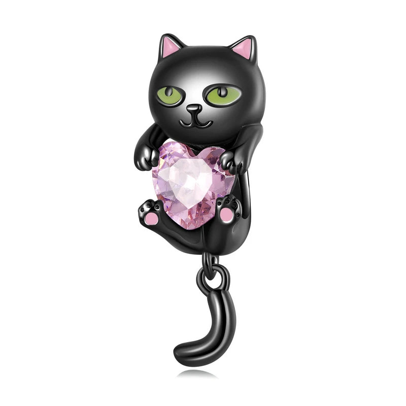 Sterling Silver Black Cat Charm Beads