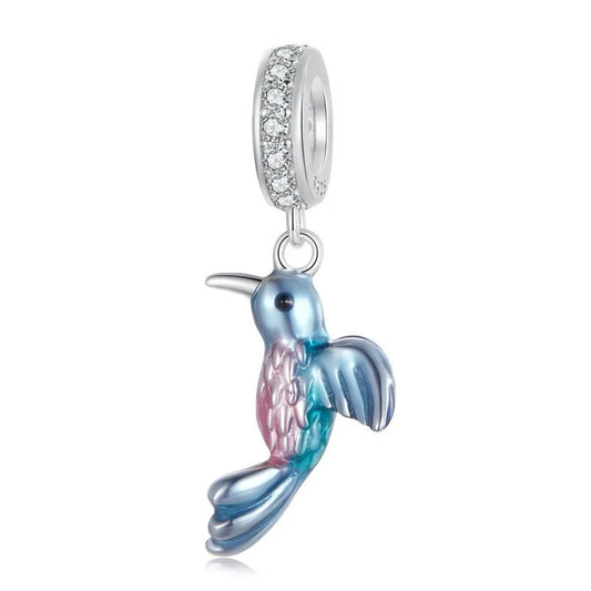 Sterling Silver Sparrow Charm with Zircon Accent