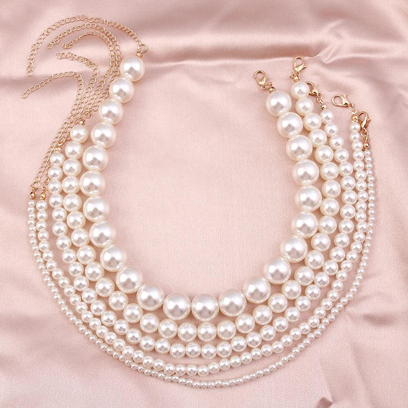 Elegant Faux Pearl Choker Necklace | 1cm Beaded Design