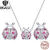 Sterling Silver Pink Ladybug Jewelry Set