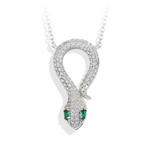 0.46ctw White Moissanite Snake Necklace 18k Plated Silver