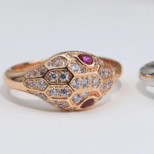 S 925 sterling silver snake-shaped couple ring with natural sapphire and full diamond accents