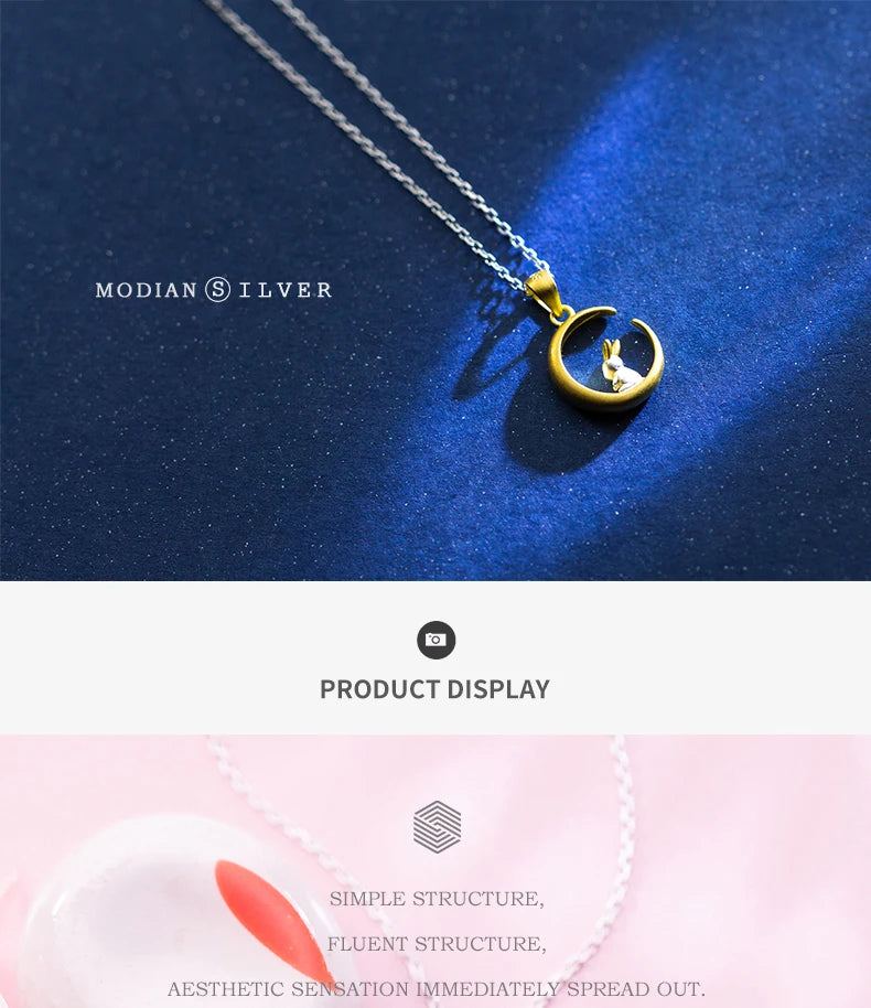 MODIAN 925 Sterling Silver Fashion  Chain Pendant Necklace For Women