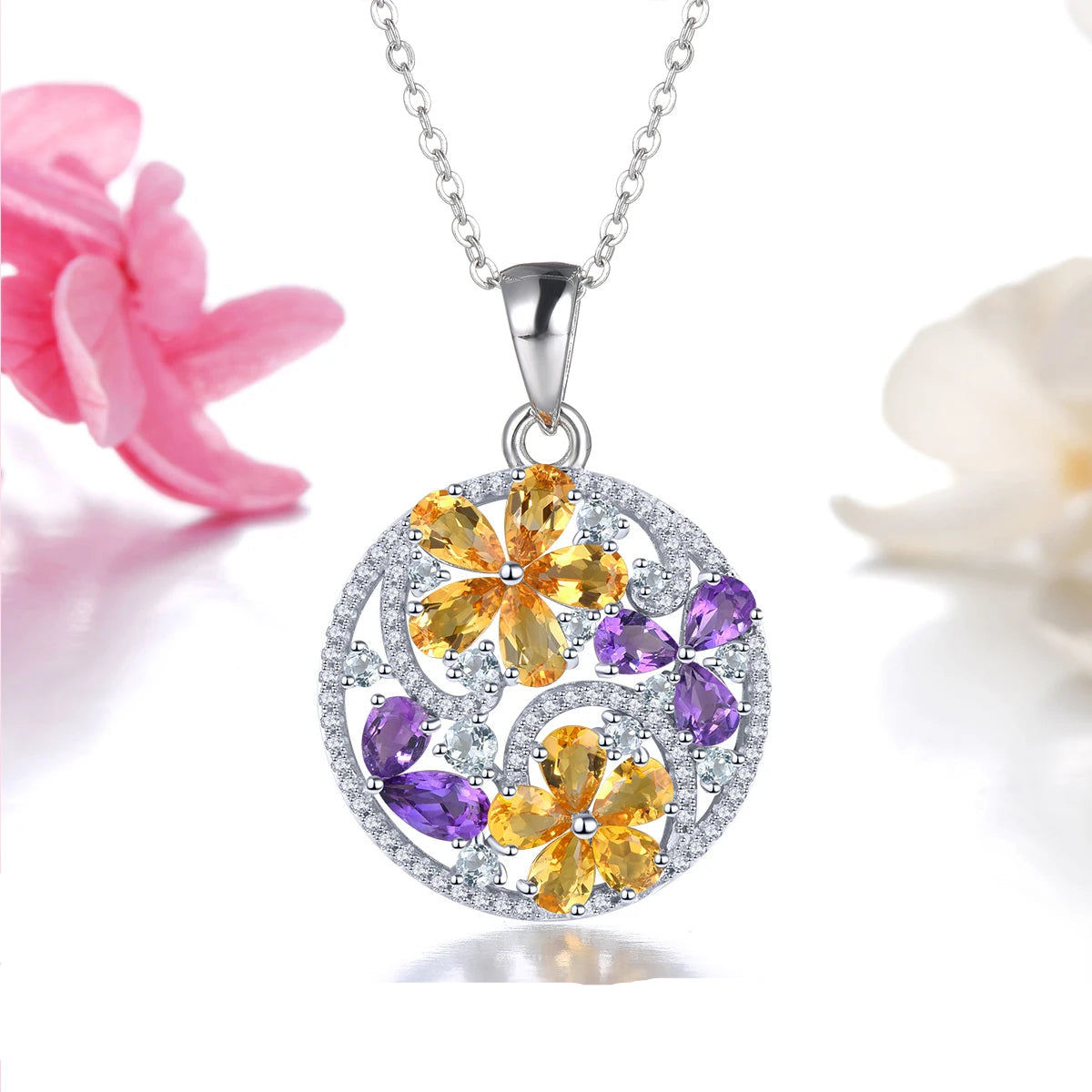 Romantic amethyst citrine jewelry gift for her
