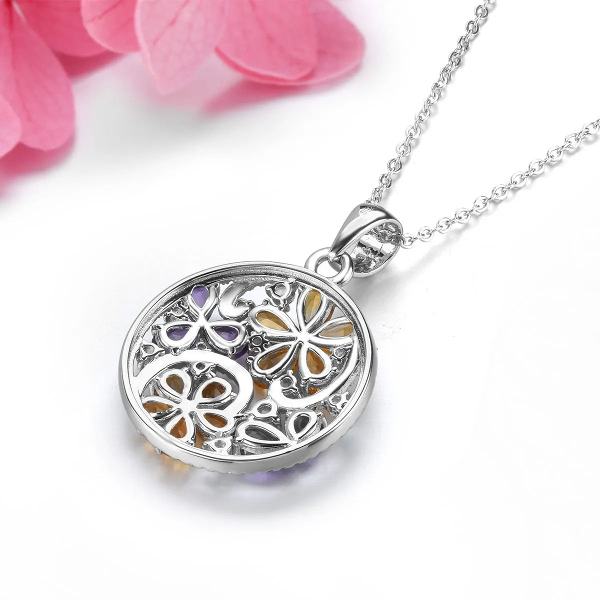Amethyst Citrine Sterling Silver Pendant for Women