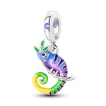 100% 925 Sterling Silver Colorful Luminous Chameleon Charms