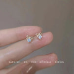 925 Silver Needle Zircon Earrings Hypoallergenic