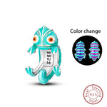 100% 925 Sterling Silver Colorful Luminous Chameleon Charms