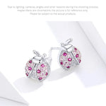 Sterling Silver Pink Ladybug Jewelry Set