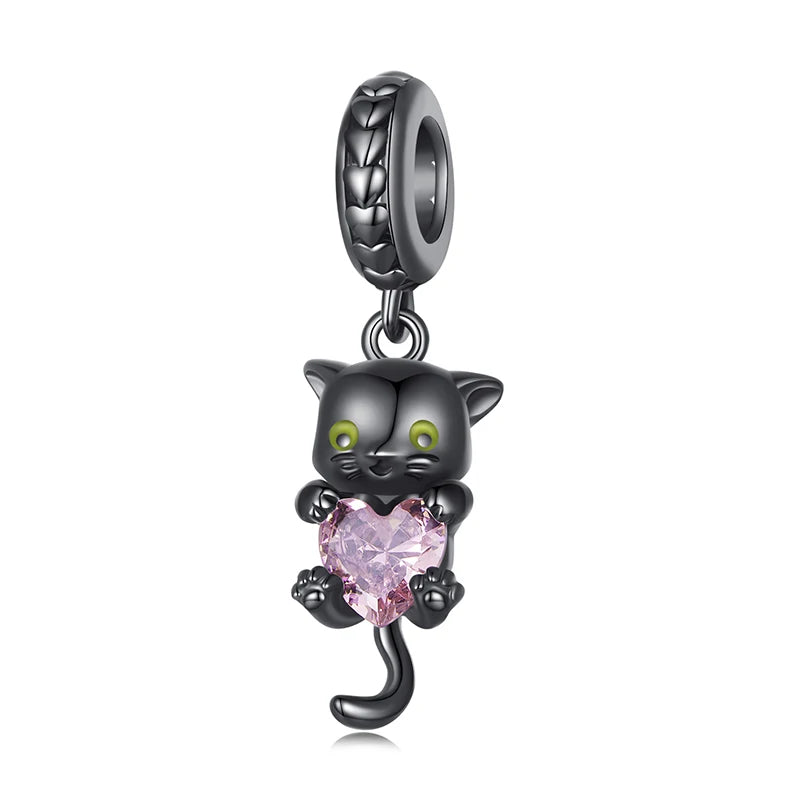 Sterling Silver Black Cat Charm Beads