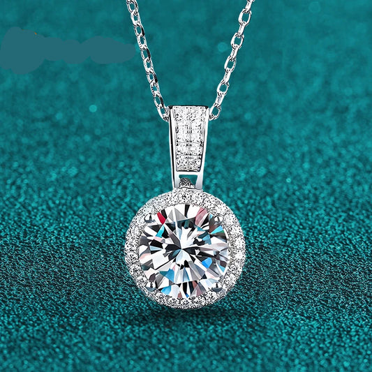 2 carat lab diamond necklace for women in white gold plated 925 silver
