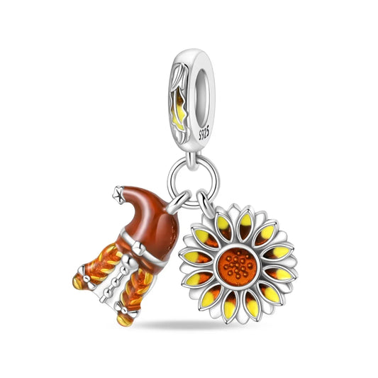 Sterling silver sunflower charm with autumn-inspired design