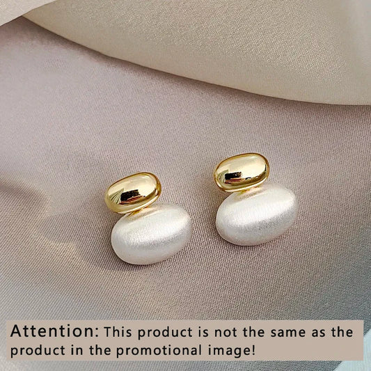 Pearl earing stud French Elegant Gold Color Bean Spliced