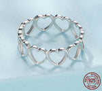 925 Sterling Silver Hollowed Heart Ring Woven Width Rings