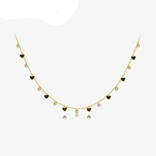925 Sterling silver gold Bohemia choker necklace with black enamel
