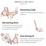 925 Sterling Silver K Gold Rose Earring Butterfly Necklace Set