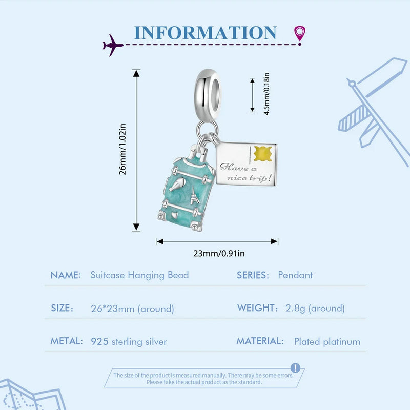 Sterling Silver Blue Traveling Airplane Charm Bead