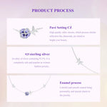 Purple Pansy Flower 925 Silver Necklace Earrings & Ring Set