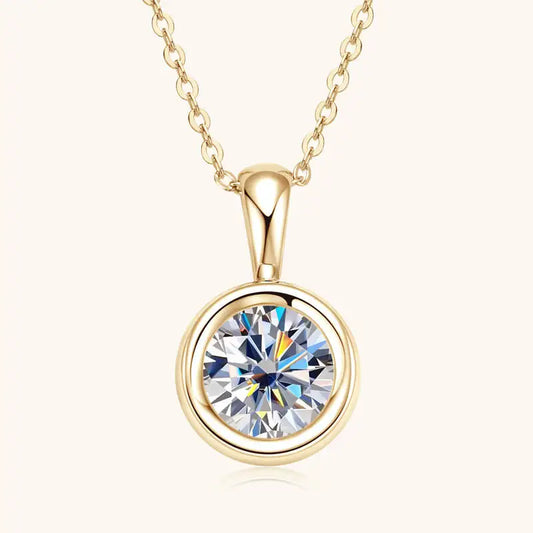 Simple 2 carat moissanite necklace in 925 sterling silver with certificate