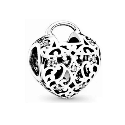 925 Sterling Silver charm bead with dangling hearts pendant design

