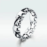 925 Sterling Silver Hollowed Heart Ring Woven Width Rings