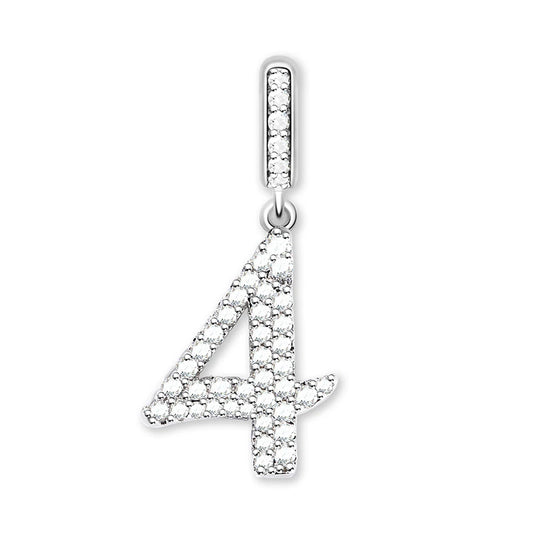 Number 4 Dangle Charm – 925 Sterling Silver