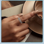 925 Sterling Silver Hollowed Heart Ring Woven Width Rings