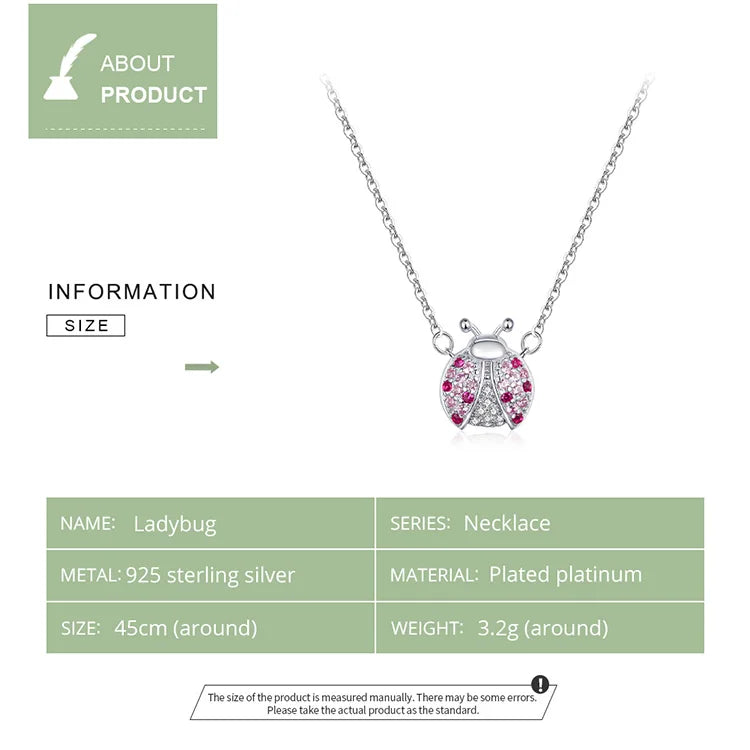 Sterling Silver Pink Ladybug Jewelry Set