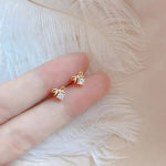 925 Silver Needle Zircon Earrings Hypoallergenic