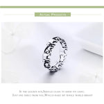 925 Sterling Silver Hollowed Heart Ring Woven Width Rings