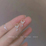 925 Silver Needle Zircon Earrings Hypoallergenic