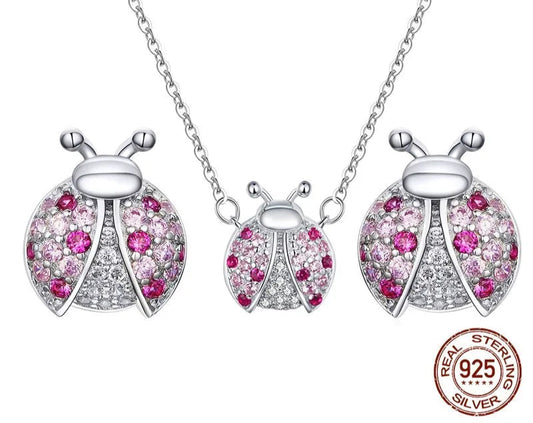 buy Sterling Silver Pink Ladybug Jewelry Set at true cyble